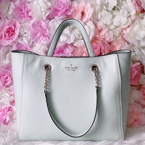Kate spade Infinite Pebbled Leather Triple Compartment Tote in Light Green